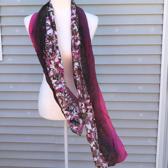 Cynthia rowley pink/brown 100% silk scarf - Picture 3 of 3